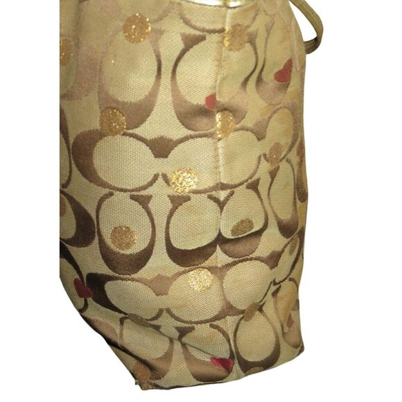 Coach Classic Laura Secret Admirer Jacquard Signature Hearts Dots Tote & Charm - Picture 4 of 13